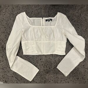 Missguided White Long Sleeve Crop Top| size 2